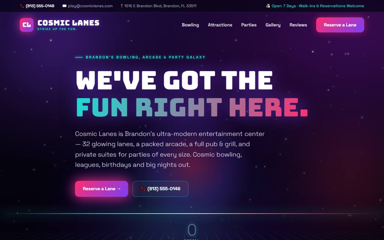Bowling website template preview