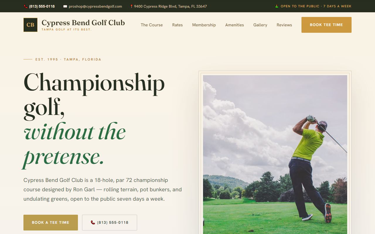Country Club website template preview