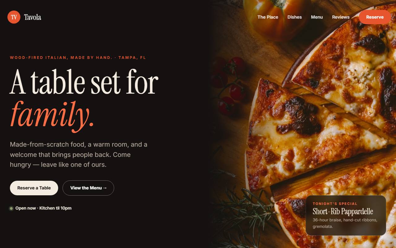 Restaurant website template preview